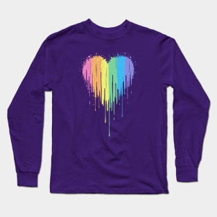 Rainbow Drip Heart Long Sleeve T-Shirt